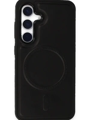 Newface Samsung Galaxy S24 Kılıf Ozzi Magsafe Deri Kapak - Siyah