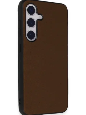 Newface Samsung Galaxy S24 Kılıf Taft Kapak - Kahverengi