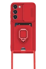 Newface Samsung Galaxy S24 Plus Kılıf Zuma Kartvizitli Yüzüklü Silikon - Kırmızı - Görsel 2