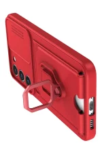 Newface Samsung Galaxy S24 Plus Kılıf Zuma Kartvizitli Yüzüklü Silikon - Kırmızı - Görsel 3