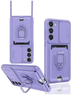 Newface Samsung Galaxy S24 Plus Kılıf Zuma Kartvizitli Yüzüklü Silikon - Lila