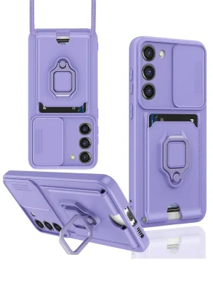 Newface Samsung Galaxy S24 Plus Kılıf Zuma Kartvizitli Yüzüklü Silikon - Lila