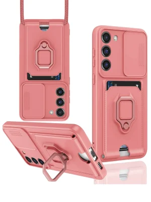 Newface Samsung Galaxy S24 Plus Kılıf Zuma Kartvizitli Yüzüklü Silikon - Pembe