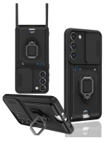 Newface Samsung Galaxy S24 Plus Kılıf Zuma Kartvizitli Yüzüklü Silikon - Siyah