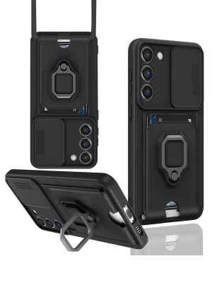 Newface Samsung Galaxy S24 Plus Kılıf Zuma Kartvizitli Yüzüklü Silikon - Siyah