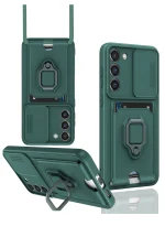 Newface Samsung Galaxy S24 Plus Kılıf Zuma Kartvizitli Yüzüklü Silikon - Yeşil