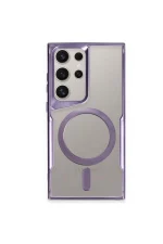 Newface Samsung Galaxy S24 Ultra Kılıf Boyi Magsafe Silikon Kapak - Derin Mor