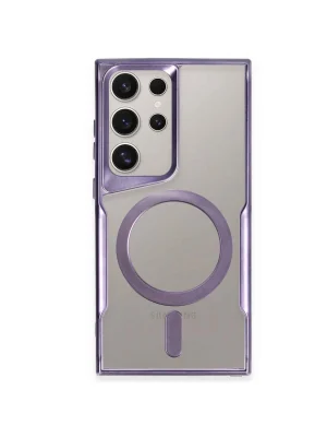 Newface Samsung Galaxy S24 Ultra Kılıf Boyi Magsafe Silikon Kapak - Derin Mor