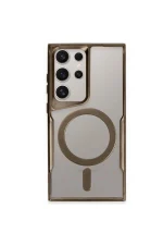 Newface Samsung Galaxy S24 Ultra Kılıf Boyi Magsafe Silikon Kapak - Kahverengi