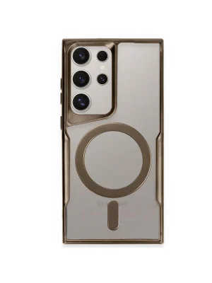 Newface Samsung Galaxy S24 Ultra Kılıf Boyi Magsafe Silikon Kapak - Kahverengi