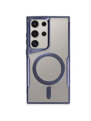 Newface Samsung Galaxy S24 Ultra Kılıf Boyi Magsafe Silikon Kapak - Lacivert