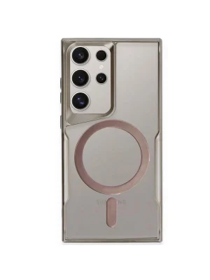 Newface Samsung Galaxy S24 Ultra Kılıf Boyi Magsafe Silikon Kapak - Titan Gri