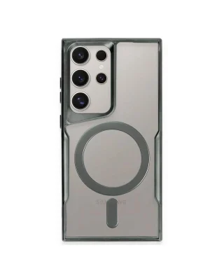 Newface Samsung Galaxy S24 Ultra Kılıf Boyi Magsafe Silikon Kapak - Yeşil