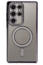 Newface Samsung Galaxy S24 Ultra Kılıf Joke Simli Magneticsafe Kılıf - Derin Mor - Görsel 2