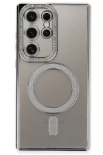 Newface Samsung Galaxy S24 Ultra Kılıf Joke Simli Magneticsafe Kılıf - Gümüş - Görsel 2