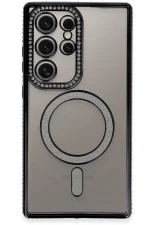 Newface Samsung Galaxy S24 Ultra Kılıf Joke Simli Magneticsafe Kılıf - Siyah - Görsel 2