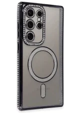 Newface Samsung Galaxy S24 Ultra Kılıf Joke Simli Magneticsafe Kılıf - Siyah