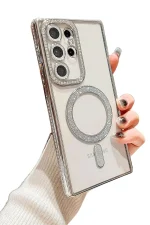 Newface Samsung Galaxy S24 Ultra Kılıf Joke Simli Magneticsafe Kılıf - Siyah - Görsel 3