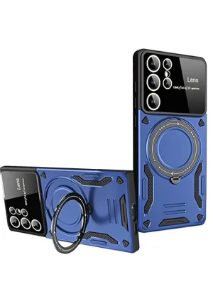 Newface Samsung Galaxy S24 Ultra Kılıf Joy Lens Standlı Kapak - Lacivert