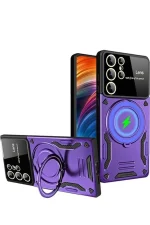 Newface Samsung Galaxy S24 Ultra Kılıf Joy Lens Standlı Kapak - Mor