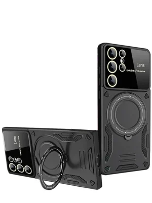 Newface Samsung Galaxy S24 Ultra Kılıf Joy Lens Standlı Kapak - Siyah