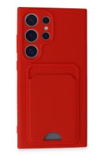 Newface Samsung Galaxy S24 Ultra Kılıf Kelvin Kartvizitli Silikon - Kırmızı