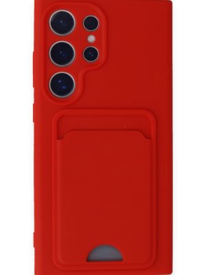 Newface Samsung Galaxy S24 Ultra Kılıf Kelvin Kartvizitli Silikon - Kırmızı