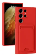 Newface Samsung Galaxy S24 Ultra Kılıf Kelvin Kartvizitli Silikon - Kırmızı