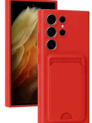 Newface Samsung Galaxy S24 Ultra Kılıf Kelvin Kartvizitli Silikon - Kırmızı