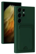 Newface Samsung Galaxy S24 Ultra Kılıf Kelvin Kartvizitli Silikon - Koyu Yeşil