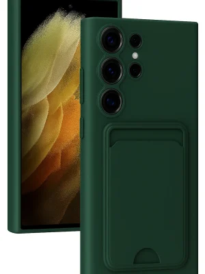 Newface Samsung Galaxy S24 Ultra Kılıf Kelvin Kartvizitli Silikon - Koyu Yeşil