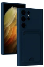 Newface Samsung Galaxy S24 Ultra Kılıf Kelvin Kartvizitli Silikon - Lacivert