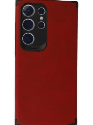 Newface Samsung Galaxy S24 Ultra Kılıf Loop Deri Silikon - Kırmızı