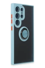 Newface Samsung Galaxy S24 Ultra Kılıf Montreal Yüzüklü Silikon Kapak - Buz Mavi - Görsel 2