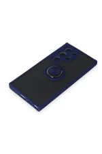 Newface Samsung Galaxy S24 Ultra Kılıf Montreal Yüzüklü Silikon Kapak - Lacivert - Görsel 4