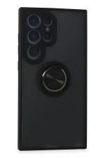 Newface Samsung Galaxy S24 Ultra Kılıf Montreal Yüzüklü Silikon Kapak - Siyah
