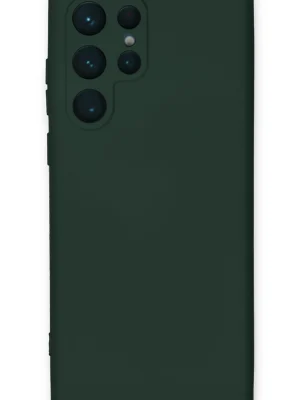 Newface Samsung Galaxy S24 Ultra Kılıf Nano içi Kadife Silikon - Koyu Yeşil