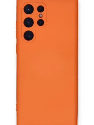 Newface Samsung Galaxy S24 Ultra Kılıf Nano içi Kadife Silikon - Turuncu