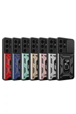 Newface Samsung Galaxy S24 Ultra Kılıf Pars Lens Yüzüklü Silikon - Kırmızı - Görsel 2