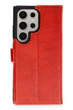 Newface Samsung Galaxy S24 Ultra Kılıf Trend S Plus Kapaklı Kılıf - Kırmızı