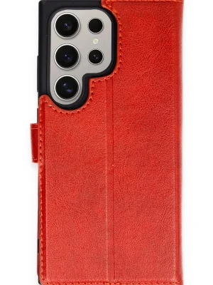 Newface Samsung Galaxy S24 Ultra Kılıf Trend S Plus Kapaklı Kılıf - Kırmızı