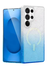 Newface Samsung Galaxy S24 Ultra Pummel Shiny Magsafe Kapak - Mavi