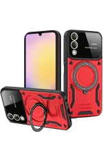 Newface Samsung Galaxy S25 FE Kılıf Joy Lens Standlı Kapak - Kırmızı