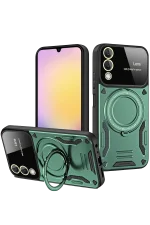 Newface Samsung Galaxy S25 FE Kılıf Joy Lens Standlı Kapak - Koyu Yeşil