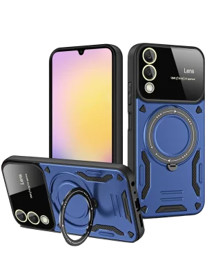 Newface Samsung Galaxy S25 FE Kılıf Joy Lens Standlı Kapak - Lacivert