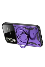 Newface Samsung Galaxy S25 FE Kılıf Joy Lens Standlı Kapak - Mor - Görsel 2