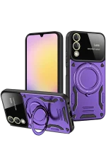 Newface Samsung Galaxy S25 FE Kılıf Joy Lens Standlı Kapak - Mor