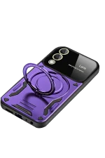 Newface Samsung Galaxy S25 FE Kılıf Joy Lens Standlı Kapak - Mor - Görsel 3