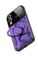 Newface Samsung Galaxy S25 FE Kılıf Joy Lens Standlı Kapak - Mor - Görsel 4