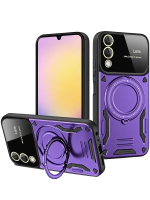 Newface Samsung Galaxy S25 FE Kılıf Joy Lens Standlı Kapak - Mor